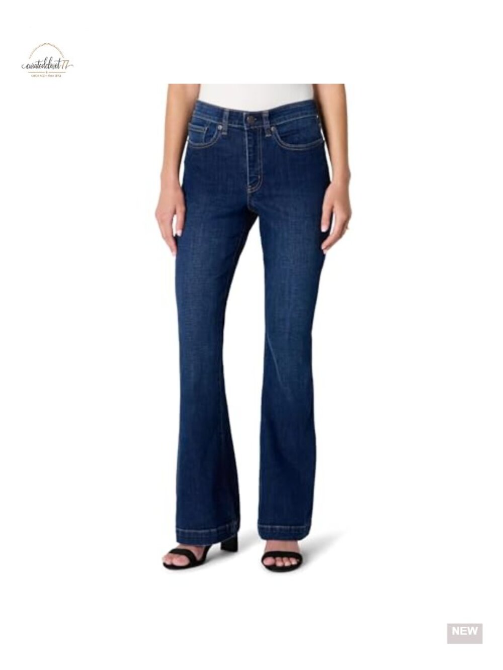 Women's High Rise Flare Jeans High Stretch Cotton Blend Denim